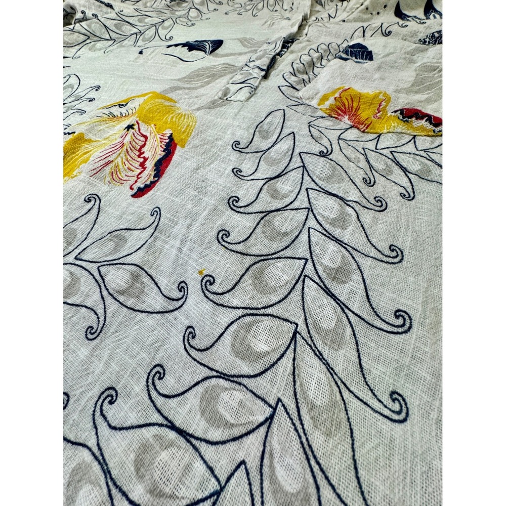 Charlie B White 100% Cotton Floral Tunic Top Made in Italy 3/4 Sleeve XL - Picture 5 of 9